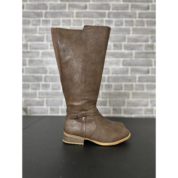 LifeStride Women's Xtrovert Tall Shaft Boot Dark Tan Wide Calf 7W - Picture 1 of 12